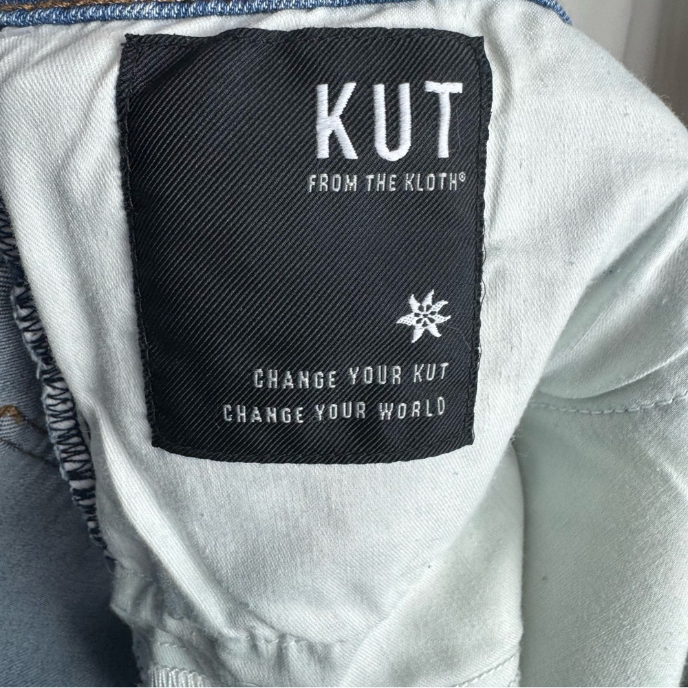 KUT from the Kloth Rachael Fab Ab Ripped High Waist Raw Hem Mom Jeans - Picture 8 of 9